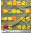 thumbnail image 3 of Soimoi Tissu Popeline de Coton Vert Imprimé Tranches de Pin et Citron au Mètre 56 Pouces de Large, 3 of 5