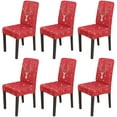 thumbnail image 1 of Christmas Dining Chair Cover Set of 6 Stretch Spandex Short Dining Chair Slipcovers Removable Washable Decorative Chair Protector Seat Covers for Dining Room Home Banquet Party Hotel Decor (Red), 1 of 8