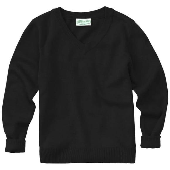 CLASSROOM Little Boys' Uniform Long Sleeve V-Neck Sweater, Black, X-Small