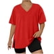 thumbnail image 1 of Mujeres Más Tamaño Manga Larga Tops Color Sólido Doblado Hendidura V Cuello Suéter, Mujeres Más Tamaño Manga Larga Tops Casual de Moda Toda la Temporada Diario, 1 of 6