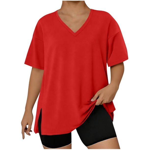 Mujeres Más Tamaño Manga Larga Tops Color Sólido Doblado Hendidura V Cuello Suéter, Mujeres Más Tamaño Manga Larga Tops Casual de Moda Toda la Temporada Diario