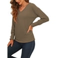 thumbnail image 4 of Frontwalk Womens Button Long Sleeve Sweaters Ribbed Knitted Pullover Blouse Lantern Sleeve Casual Solid Color Knit Pullover Sweater, 4 of 5