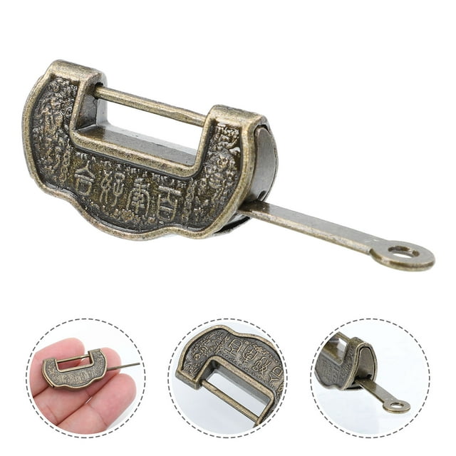 OULII 2pcs Decorative Box Lock Vintage Lock Key with Retro Design for Boxes and Cabinets