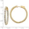 thumbnail image 2 of Real 14kt Yellow Gold Diamond Round Hoop With Safety Clasp EarRings; for Adults and Teens, 2 of 2