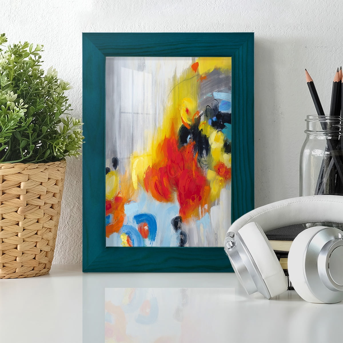 In the Loop I -Framed Print w/glass-Ocean Blue