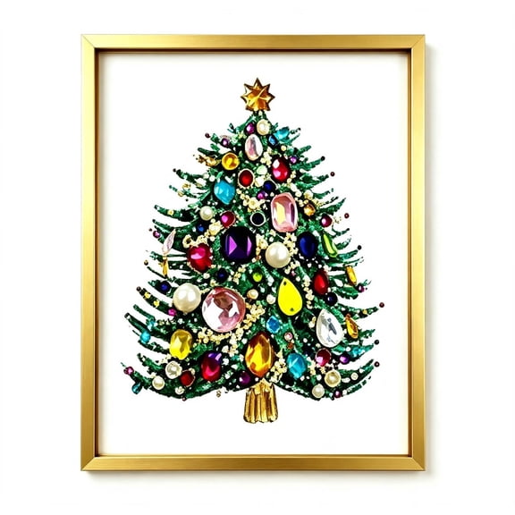 DIY Christmas Tree Jewelry Art Kit, Multicolor, Style B, creative craft set for arranging sparkling decorative pieces into festive tree artwork, for adults, teens, beginners, tabletop projects