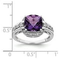 thumbnail image 4 of Sterling Silver Rhodium-plated Diamond & Checker-Cut Amethyst Ring, 4 of 5