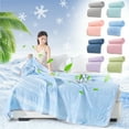 thumbnail image 1 of Colcha de seda de verano Ice Spring Cool Feeling, manta refrescante para aire acondicionado, microfibra cepillada de doble cara, 39x27 pulgadas, ligera, súper suave, azul, 1 of 9
