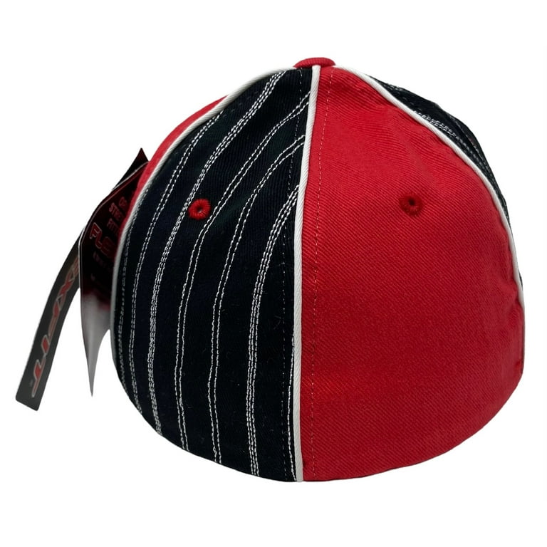 Nixon Men\'s Pinner Colorblock Striped Flex Fit Hat Cap - Red/Black  (Large/X-Large)