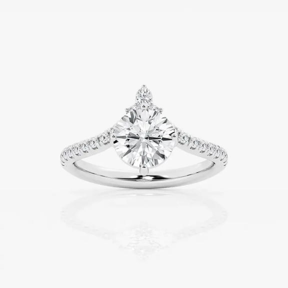 Zoya Jewel 1.5 Ct Round Cut Engagement Ring for Women – Lab Created Simulated Diamond V Shape Shank Style – 14K White Gold Plated – Wedding Celebration Gift