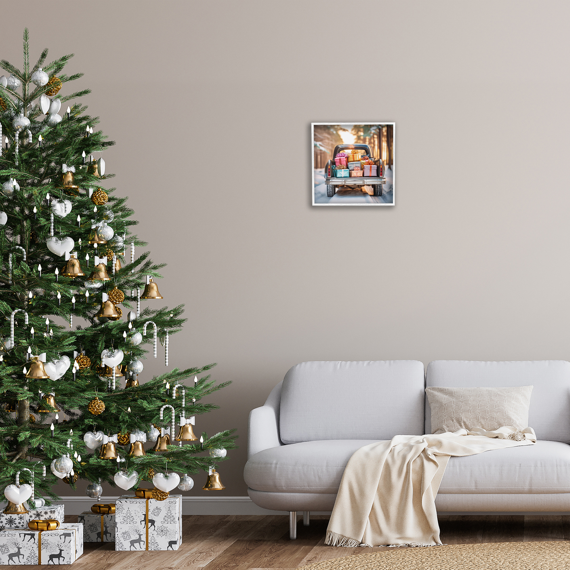 Stupell Industries Special Holiday Delivery Holiday Painting White Framed Art Prints Wall Art, 17 x 17