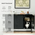 thumbnail image 2 of EYYTHUNG Fluted Storage Cabinet with 3 Doors, Modern Farmhouse Black Wooden Credenza with Adjustable Shelves, 1 Pack, 2 of 8