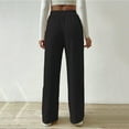 thumbnail image 4 of QUINDOS Pants for Women Plus Size Wide Leg Long High Waisted Casual Pants Knit Drawstring Straight Fit Trousers with Pockets, 4 of 5