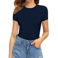 thumbnail image 2 of Xishao Women's Round Neck Short Sleeve T Shirts Basic Bodysuits Xishao ropa, 2 of 2