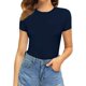 thumbnail image 2 of Xishao Women's Round Neck Short Sleeve T Shirts Basic Bodysuits Xishao ropa, 2 of 2