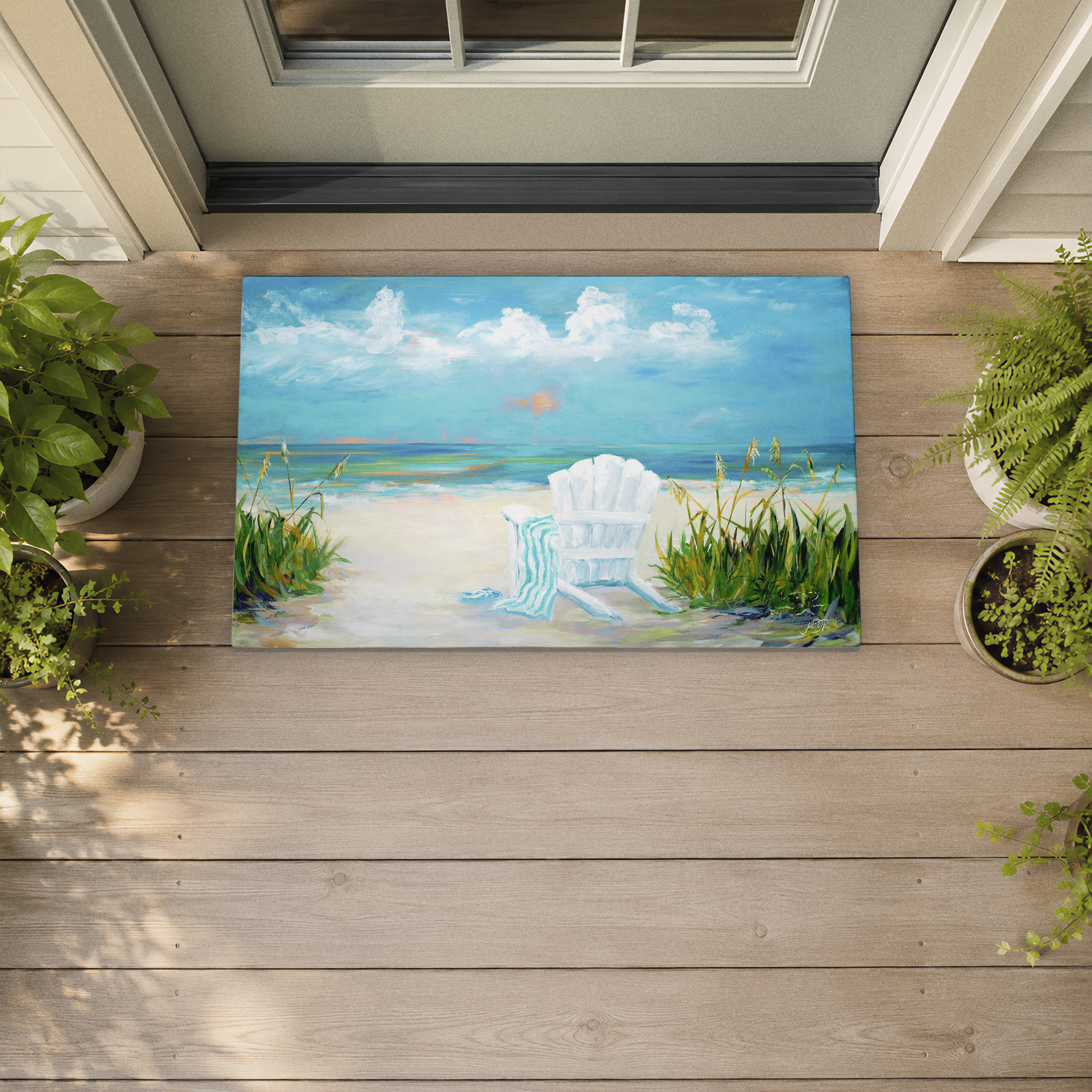 Stupell Industries Sunny Beach Scene Relaxation Printed Outdoor Door Floor Mat, design by Julie DeRice