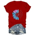 thumbnail image 4 of T Shirts For Women Womens Tops Graphic Shirts Sunflower Pattern Print Crew Neck Short Sleeve Tees Loose Tshirts Cute Casual Teacher Outfits, 4 of 5