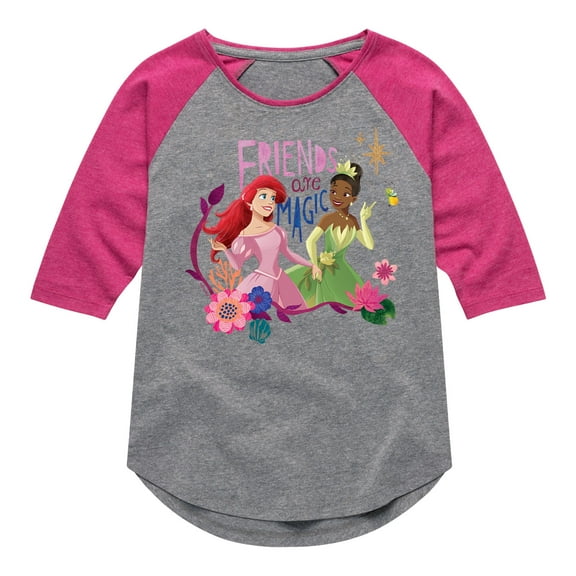 Disney Princess - Friends Are Magic - Toddler And Youth Girls Raglan Graphic T-Shirt