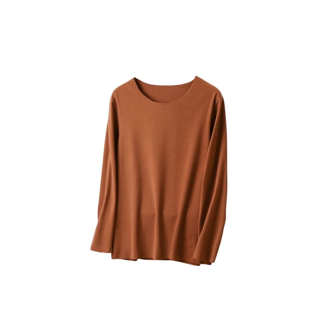 Minnieouse Ropa interior térmica femenina Tops manga larga sin costuras cómodo otoño Oficina dormir ropa interior camisa cálida para mujer Prendas para la parte del cuerpo Marron oscuro 6XL Minnieouse AP013722-12
