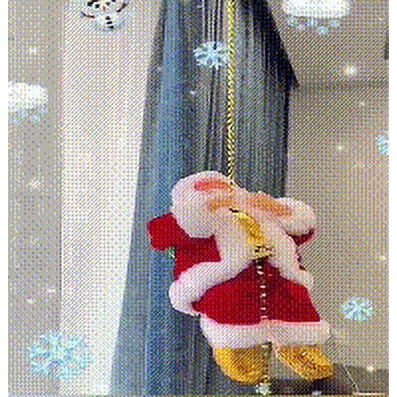 Santa Climbing Ladder Electric Santa Claus Climbing Rope Decoration Christmas Super Climbing Santa Plush Doll Toy for Hanging Ornament Tree Indoor Outdoor Decoration