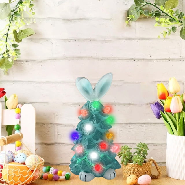 Decoraciones de Pascua, adornos de Pascua, regalos de Pascua, decoraciones para el árbol del conejito de Pascua, adorno brillante de conejo de Pascua de primavera, árboles de conejo de Pascua de resin