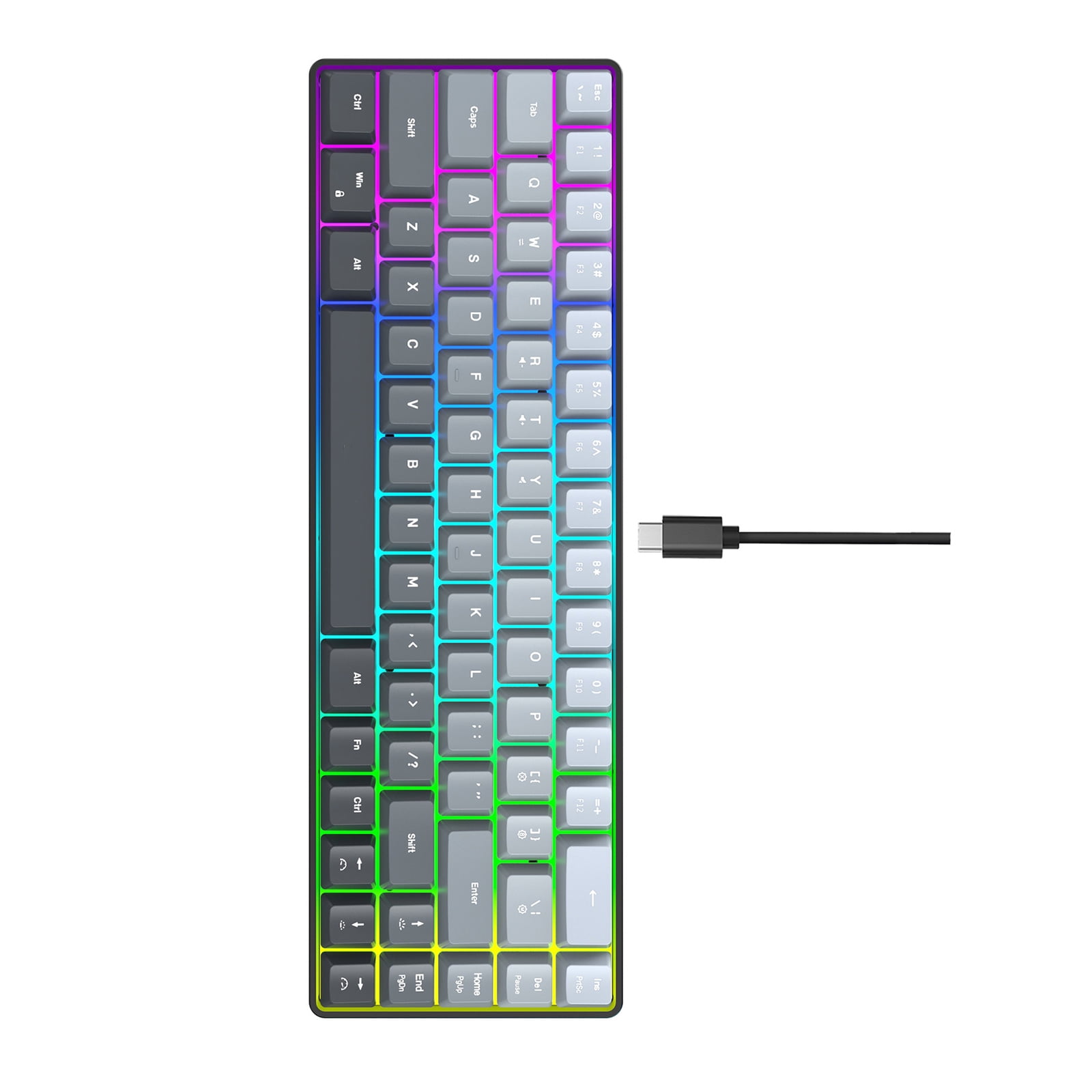 Hot Swappable 68 Key Gaming Keyboards RGBs Side Lighting IP54 Protections 1000 Million Keystroke Life Keycaps