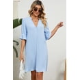 thumbnail image 5 of Women's Notched Flounce Sleeve Mini Dress 100% Polyester Lightweight Sheer Overlay Elegant Evening Party Dress, 5 of 13
