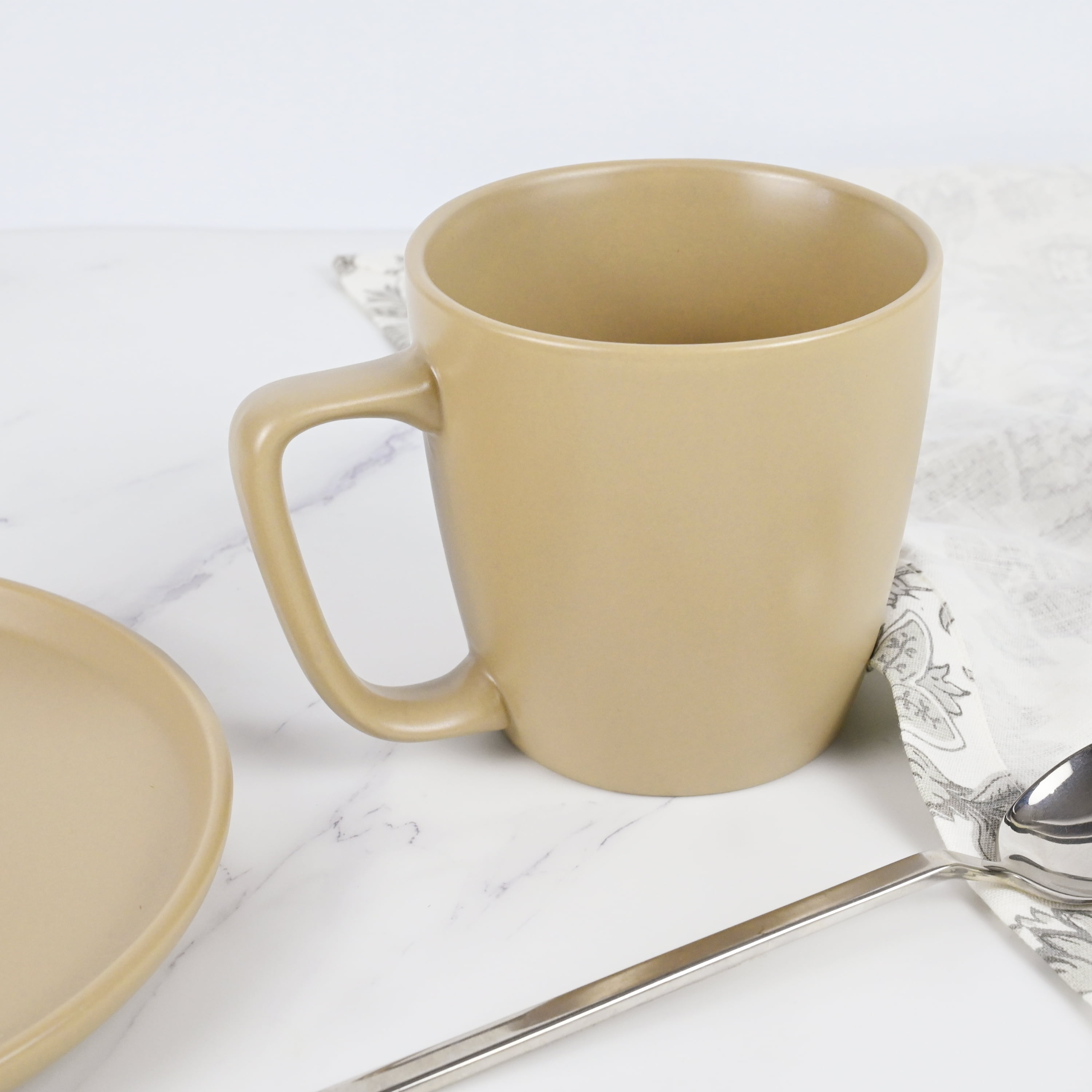 (4 pack) Mainstays Alessandra 14 oz Solid Matte Brown Stoneware Mug