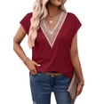 thumbnail image 4 of Fantaslook Lace Womens Blouses Cap Sleeve V Neck T Shirts for Women Summer Casual Tops, 4 of 9
