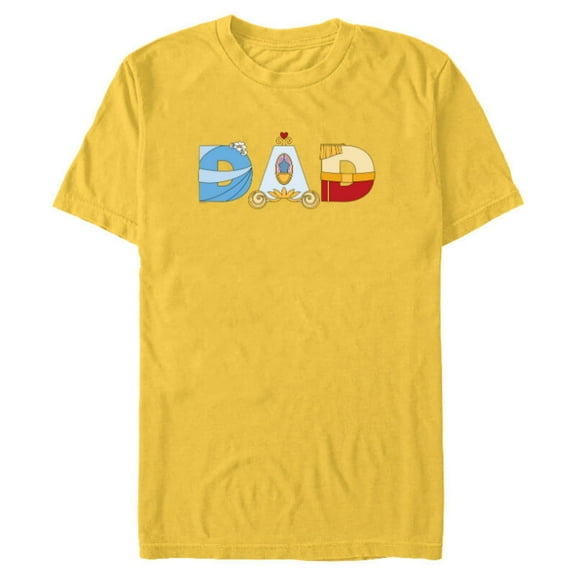Disney Cinderella Letters Father’s Day Birthday Best Dad - Short Sleeve Blended T-Shirt for Adults - Customized-Yellow