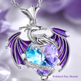 thumbnail image 3 of Dragon Necklace with Heart Shaped Crystal Jewelry Gift for Women,Purple, 3 of 6