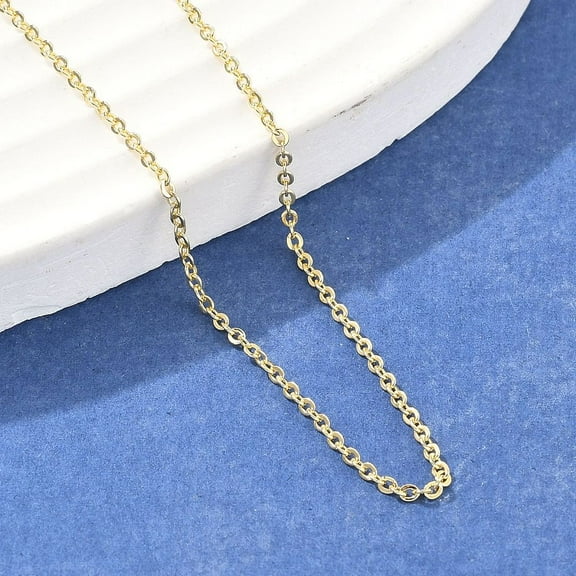 10pcs Brass Cable Chains Necklace for Women Cadmium Free & Lead Free Real 18K golden Plated 17.44 inch(44.3cm)