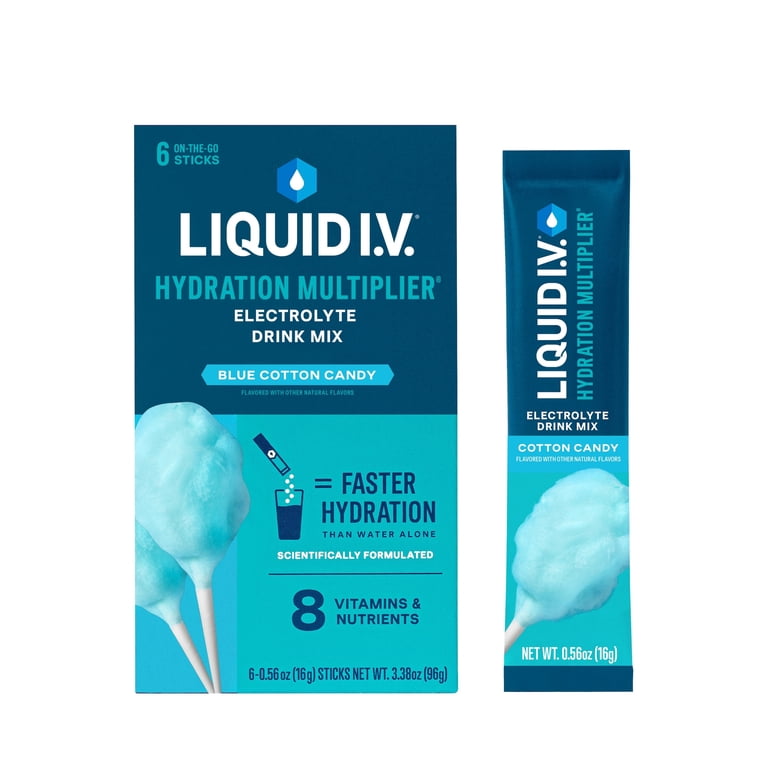 Liquid I.V. Blue Cotton Candy Hydration Multiplier Powder, 6 Pack photo 2