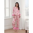 thumbnail image 2 of Mommy and Me Matching Pajamas Bow Santa Button Down Lapel Tops Pants, 2 of 8