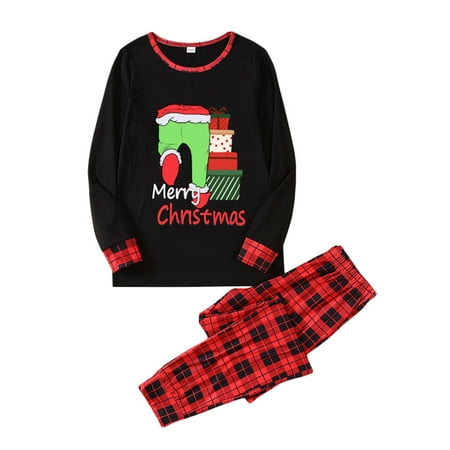 

Christmas Pajamas for Family Long Sleeve Cartoon Tops + Plaid Pants