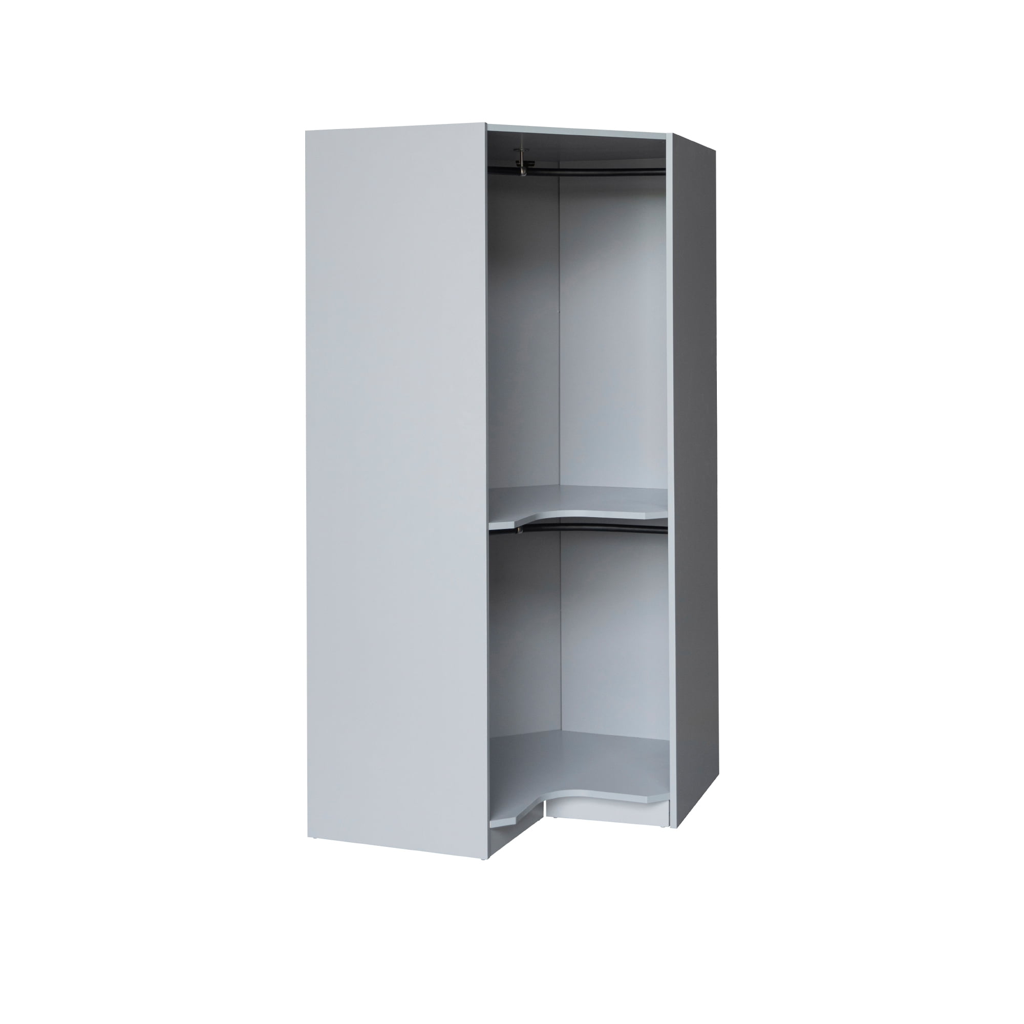Euroco Modern Wood 63.6" Armoires, Polygon Corner Wardrobe for Kids Adults, Gray