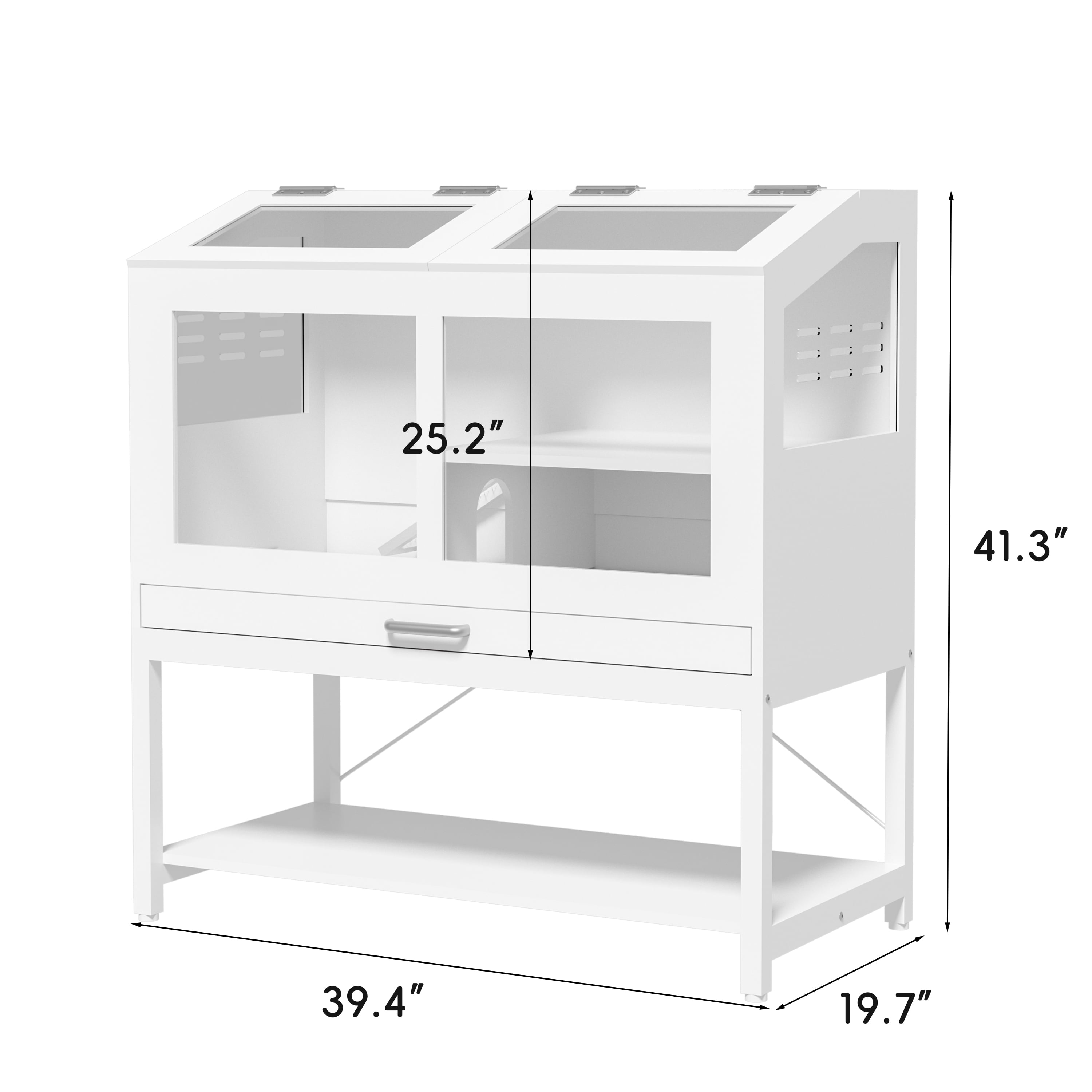 Joywind Large Hamster Cage with Storage Cabinet - Easy-Clean Small Animal Habitat with Acrylic View Panels & Pull-Out Drawer for Guinea Pigs, Rabbits, Hedgehogs