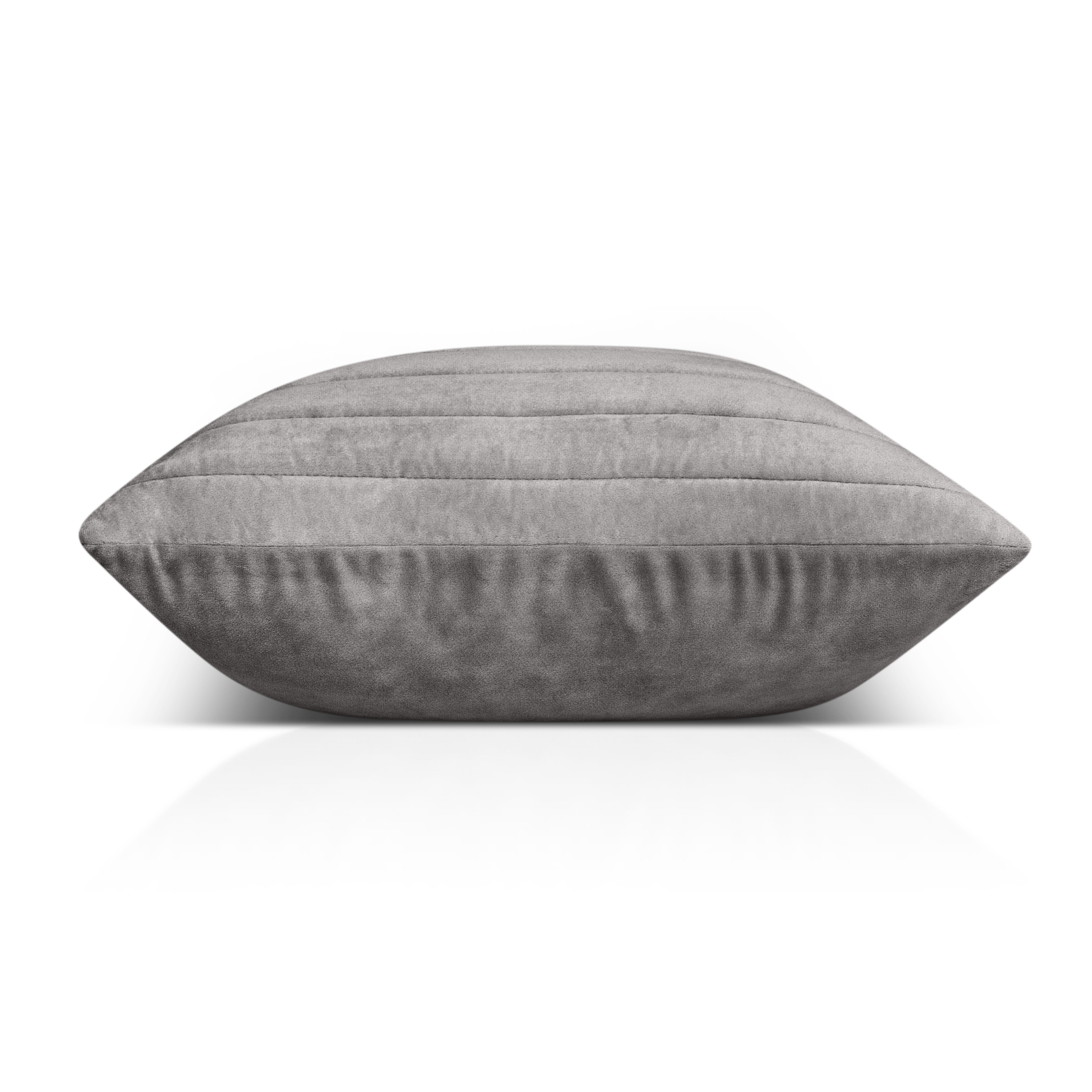 Better Homes & Gardens Feather Filled Puffy Velvet Channel Stitching Decorative Throw Pillow, 20"x20", Grey Pumice