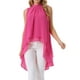 thumbnail image 1 of INSPIRAR CHIC Blusas sin mangas de gasa para mujer con cuello alto, lazo en la espalda, dobladillo alto-bajo, camiseta de verano XL color rosa intenso, 1 of 6