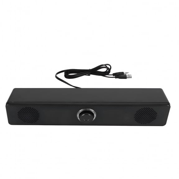 GJX Wired USB Computer Speakers, Desktop Soundbar with 3.5mm AUX and Volume Knob, Mini HiFi Audio for PC, Laptop, Tablet