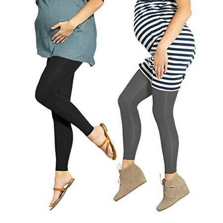 Seraphine Maternity Leggings Tammy - Grey & Black Twin Pack
