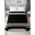 thumbnail image 2 of Twin Size Flat Sheet Only, Black Striped Soft Brushed Microfiber Bed Sheets, Farmhouse Black White Stripes Hotel Quality Breathable Bedding Top Sheet, Easy Care, 66"x96", 2 of 9
