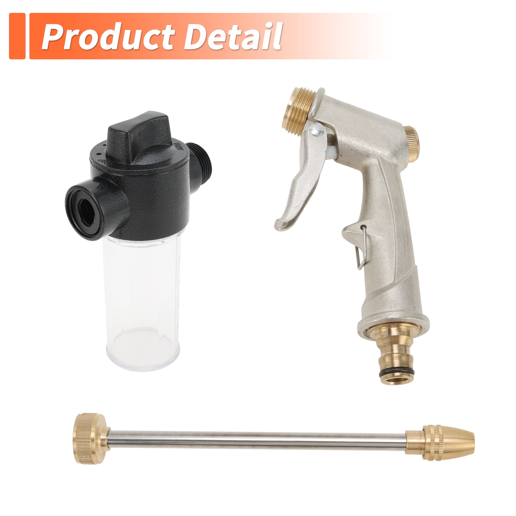 Unique Bargains Heavy Duty Water Hose Nozzle High Pressure Car Garden Hose Nozzle Adjustable Hand Sprayer for Gardening Vehicle Plastic Aluminum Alloy Silver Tone 1Pc