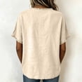 thumbnail image 4 of WULMLEO Women's Linen Blend Frayed Edge Tunic Top, Short Sleeve Crew Neck Casual Blouse with Raw Fringe Detail Beige M, 4 of 4