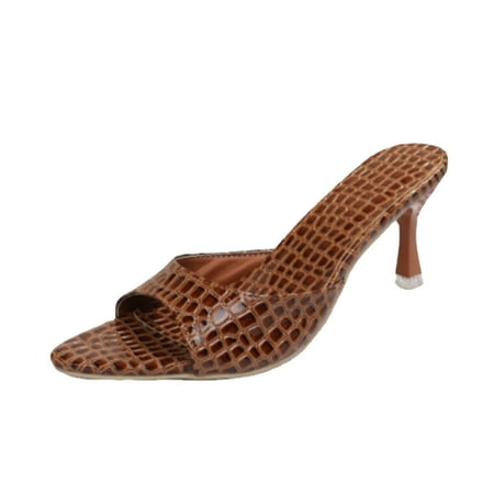 

adviicd Brown Sandals Women Women s Open Toe Ankle Strap Chunky Platform Dress Heel Sandal