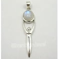 thumbnail image 2 of SilverStarJewel 925 Solid Silver Oval Rainbow Moonstone Gem Well Made Goddess Pendant 5.8 CM, 2 of 3