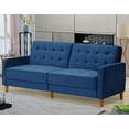 thumbnail image 1 of Velvet Upholstered Tufted Sleeper Sofa Bed, 78", Deep Blue Mid Century Modern Tufted Fabric Sofa Living Room Sofa, 1 of 7