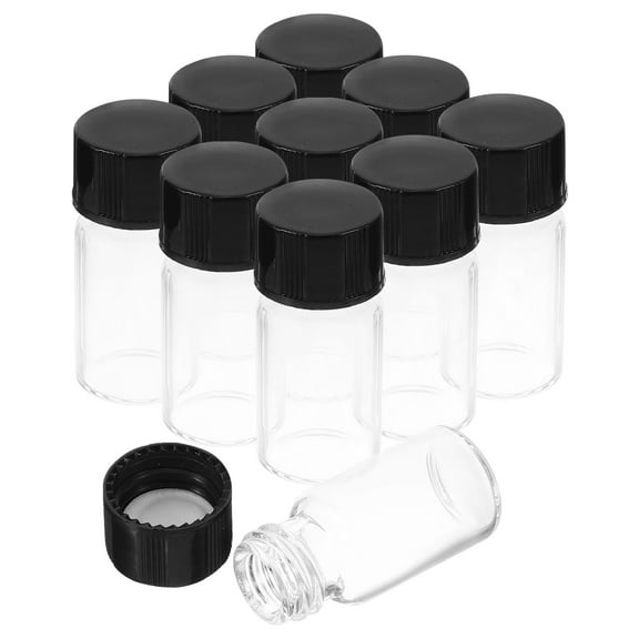 10 pcs Clear Glass Vials Small Glass Vials Liquid Sample Glass Vials Leak-proof Glass Vials with Screw Caps