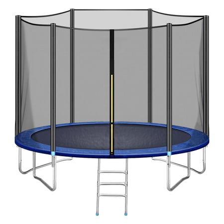 AEDILYS 12 Feet Jump Recreational Outdoor Trampoline with Enclosure Net  Ladder - Combo Bounce for Kids  Toddler  Adults