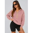 thumbnail image 4 of PRETTYGARDEN Women's Hooded Sweatshirts Long Sleeve Half Zip Cropped Hoodie Pullover Winter Fashion Clothes, 4 of 10